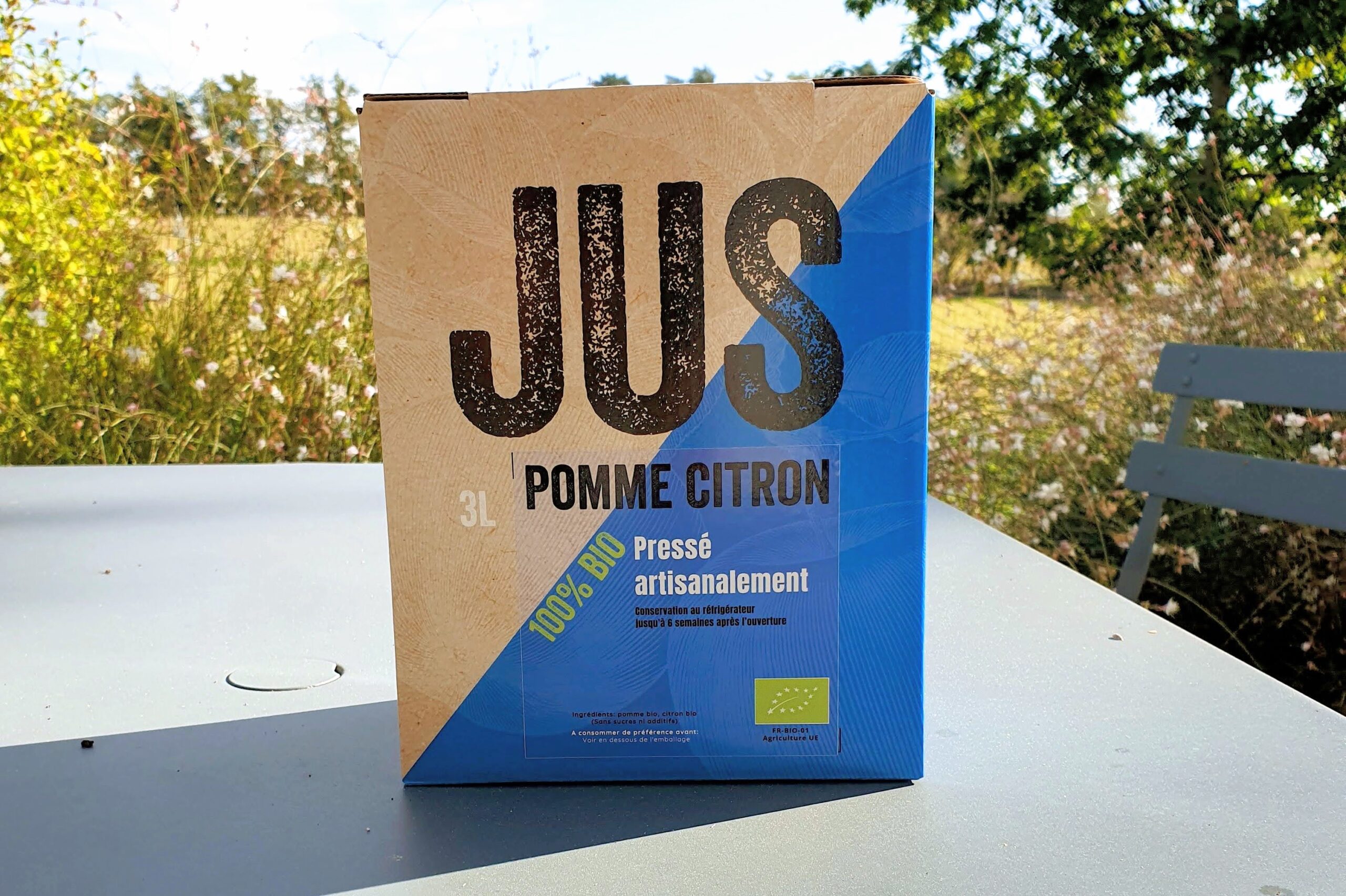 Jus pomme citron artisanal BIO, Cubi de 3L